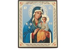 NKlaus Mother of God Non-Withering Flower Wooden Icon, 10x12 cm, Framed, Matte Finish, Classic Style, Religious Theme, Easy to Carry, Landscape Orientation, Living Room, Office, Hallway