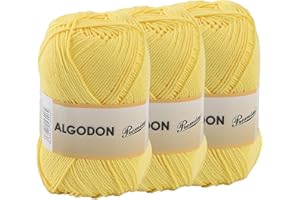 ETREXONLINE Gomitolo Filato 220 Metri di 100% Cotone Perfetto per Maglia e Uncinetto – Colore Giallo 100 gr x 3 Pezzi