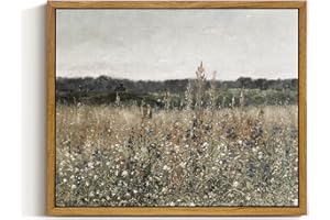 InSimSea Gerahmte Vintage-Wandkunst, Schlafzimmer, ästhetisch, Wildblumenfeld, Leinwand, Wandkunst, Gemälde, Drucke, rustikale Landschaft, Wanddekoration für Badezimmer, Büro, Esszimmer, Dekoration,