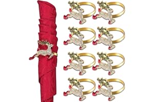 LATERN 8 Piezas Servilleteros Navideños, Oro Servilleteros de Ciervos Hebilla de Servilleta Navideña con Diamantes de Imitación para Navidad Almuerzo Acción de Gracias Fiesta Mesa Decoración (5 x 4cm)