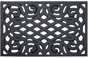 Nicoman Outdoor Rubber Door Mat, Non-Slip Heavy Duty Doormat Step Barrier Anti-Fatigue Easy Boot Scraper Eco-Friendly Victorian Style Indoor Outdoor Entrance Mat Drainage - (Grey, Small, 61 x 41cm)