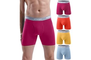 wirarpa Men's Underwear Trunks Cotton Stretch Boxer Shorts Open Fly Tagless Underpants for Men Regular Leg 4 Pack