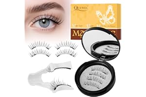 Pestañas magnéticas QUEWEL, 1 par de pestañas postizas magnéticas con aplicador, sin pegamento, fáciles de poner y quitar, reutilizables para un look natural, instrucciones incluidas (DH01)