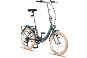 PACTO EIGHT Vélo Pliant - Vélo Pliant de Haute Qualité - 27 cm Cadre en Acier - 20 Pouces Roues en Aluminium - 6 Engrenages Shimano - V -Freni - Facile à plier - Vert