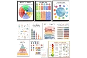 AJDVART Poster für psychische Gesundheit, Therapiebüro und Zuhause, Dekoration, Gefühle und Emotionen, Klassenzimmer und Ruhe in der Ecke, gesunde Bewältigungsfähigkeiten für Schulberater, Kindertherapeuten,