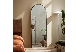 ‎HY-RWML HY-RWML Spiegel Standspiegel 40x140cm Schwarz Ganzkörperspiegel Bogen Wandspiege Metallrahmen HD Groß Garderobenspiegel Rechteckiger für Ankleidezimmer Schlafzimmer Wohnzimmer