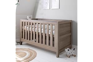 Tutti Bambini Modena Baby Cot Bed - 3-in-1 Wooden Baby Cot/Crib, Toddler & Day Bed with Teething Rails & Adjustable Base, from Birth to 6 Years, Oak (140 x 70 cm)