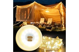 VPOW Catena Luci LED Esterno a Batteria: Catena Luminosa Esterno 10m Bianche Calde Ricaricabili USB - Catena di Luci Impermeabile Portatile per Esterni Interne - Luci da Giardino Natalizie Albero Feste ecc