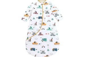 Chilsuessy Baby Sleeping Bag with Detachable Sleeves Winter 3.5 Tog Kids Sleeping Bag 100% Cotton Very Soft Sleep Bag for Infant Toddler, City car/3.5 Tog, 6-18 Months