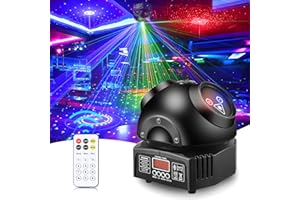 VAYALT Jeux de Lumiere DJ, Lumière Disco avec Télécommande et Musique Commande Vocale, Lumières de DJ Activées par le son avec DMX 512, Lampe Disco pour bar, Karaoké, Fête de Nuit Spectacle en Direc