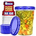 XpressPak Plastic Soup Containers Freezing, Microwave Safe - (946 ml) - [6 Pack] - Deli Containers With Twist Top Lids, Food Storage Freezer - Airtight Plastic Containers - Dishwasher Safe BPA-Free