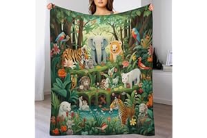 PAZZK Dschungeltiere Decke, Flannel Tagesdecke Couchdecke Sesseldecke Wohndecke Vier Jahreszeiten Decke Kuscheldecke Sofadecke Mit Muster,（130×150cm）