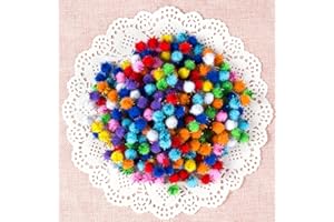 Blausky 300 mini pompones redondos, pompones de peluche con purpurina multicolor, bolas de peluche esponjosas, pompones para manualidades, manualidades, manualidades, manualidades, manualidades,