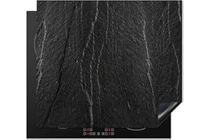 KitchenYeah© Herdabdeckplatte Einteilig Küche Herdabdeckung Ceranfeld Herdabdeckplatten Vinyl Matte Aufrollbar Stein - Anthrazit - Dunkel - grau - 60x52 cm