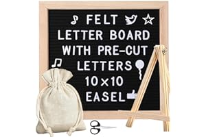 RETOTENG Filz-Briefbrett, 25,4 x 25,4 cm, austauschbares Briefbrett mit 340 Buchstaben, Holzrahmen, Nachrichtenschild für Baby-Ankündigungen, Meilensteine, Bürodekoration, Passwortschild, Bauernhaus-Geschenke