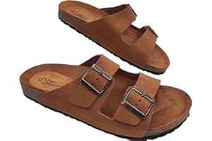 Primo Calzature Ottime Ciabatte Uomo Aperte in Vera Pelle, Sandali Estivi Doppia Fascia, Comfort Inimitabile, Vero Made in Italy