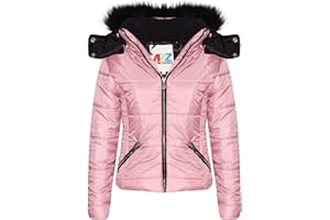 A2Z 4 Kids® Enfants Filles Veste Designer Élégant Cropped Rembourré Puffer Bulle Fourrure Col Matelassé Chaud Épais Manteau Vestes Âge 3-13 Ans