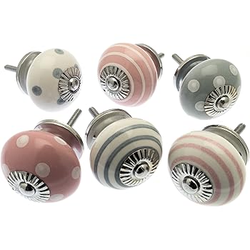 Vintage-Chic - Schrankknöpfe Gemischtes Set Pastell Rosa & Lila 6er