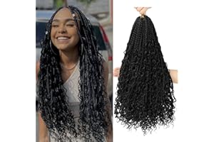 FIRSTCYH HAIR 8 opakowań przedłużek do włosów , 45 cm, kręcone, szydełkowane przedłużki do włosów dla czarnoskórych kobiet, z warkoczami boho, wstępnie zapętlone (1B#)