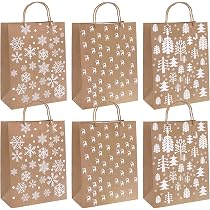 Produktbild von Weihnachtspapiertüten Mit Griffen,Weihnachtstüten,12 Stück Partygeschenktüten - Taschen Für Kinder, Weihnachtssäcke Für Geschenke, Kraftpapier Für Snacks, Süßigkeiten, Kinder