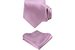 TIE G U STYLE TIE G Herren Einfarbiger Satin Krawatte und Einstecktuch-Set im Geschenkkarton in verschiedenen Farben