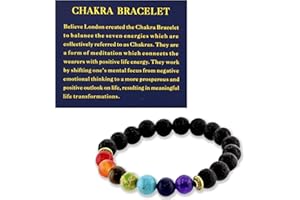 Believe London® Gemstone Bracelet Chakra Bracelet Anxiety Crystal Natural Stone Men Women Stress Relief Reiki Yoga Diffuser Semi Precious