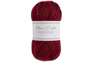 Utopia Crafts Lana de fieltro 100% lana virgen, 50 g, color rojo burdeos