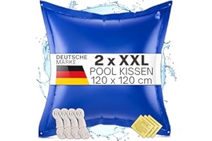 bonsport 2 x Poolkissen XXL Winter 120x120cm - JETZT NEU: DOPPELT VERSCHWEISST - Luftkissen zur Pool Überwinterung Kissen groß - Poolpolster Winterkissen, blau