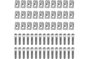 SYULCR 30 Stück Nutensteine Kits, M8 Nutenstein + M8 Schrauben, Mit Federkugel, Kohlenstoffstahl, Elastische Muttern Serie 40, Für das Strangpressen von Aluminiumprofilen (30)