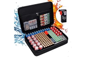 ENGPOW Battery Storage Case Fireproof Battery Organizer Storage Box Battery Storage Battery Case with Battery Tester holds 216 Different Batteries for AAA,AA,9V,Flat Batteries,C and D size Battery (Only Bag)
