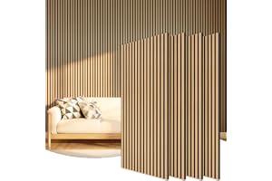 TONOR Lot de 4 Panneau Mural Decoratif de Bois, 120 x 60 -2.88㎡, Panneaux Acoustique en 3D, Tasseau Bois Mural Insonorisants pour Decoration Murale Chambre, Salon, Bureau, Comptoir, Teck