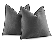 MIULEE Set Di 2 Federe Per Cuscini 40x40 Cm In Ciniglia Grigio Chiaro - Con Cerniera Nascosta, Morbide E Eleganti Per Divano E Camera - 2