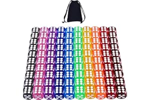 AUSTOR 100 Stücke Sechsseitiger Würfel mit Kostenlos Tasche (10 Farben, 16mm) würfel für tenzi, ferdi, kniffel, betrugsdezernat oder unterricht in Mathe