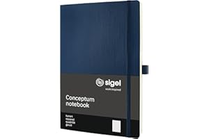 ‎SIGEL Sigel CO316 Notizbuch A4 kariert blau, Softcover, 194 nummerierte Seiten, nachhaltiges Papier, mit Inhaltsverzeichnis, Stiftschlaufe, Falttasche, Gummibandverschluss, Conceptum