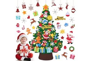DAZSPIRIT Feutre Arbre De Noël pour Enfants, 3.28ft Sapin Feutrine A Decorer, DIY Feutre Arbre De Noël avec 31Pcs Ornements, Sapins De Noël DéCoration pour Murales Fenêtre Porte