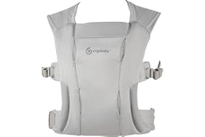 Ergobaby Embrace Soft Air Mesh Babytrage für Neugeborene ab Geburt, 2-Positionen Bauchtrage Baby Tragetasche Ergonomisch, Soft Grey