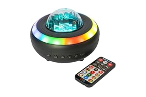 Party Light & Sound - NEBULA - Altoparlante 2-in-1 con effetto aurora boreale e LED strobo - Bluetooth, telecomando, cavo USB-C - Nero