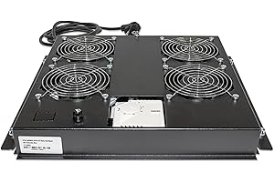 Intellinet 712866 Unité de refroidissement avec 4 ventilateurs pour armoires 19" Montage au plafond avec thermostat Noir