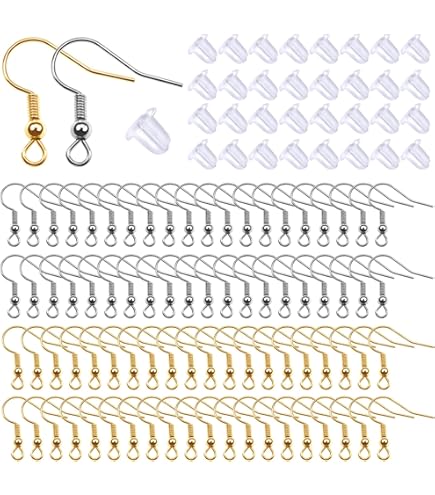 SUNNYCLUE 1 doos met 60 stuks 24 karaat vergulde roestvrijstalen oorbelhaken 6,5 x 10 mm voor het maken van sieraden, gehaakte oorbellen