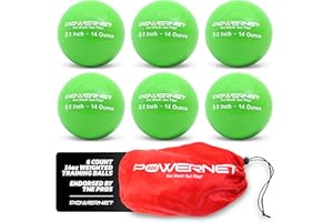 'PowerNet 3.2'' 6 Pack Weighted Training Balls for Hitting Batting, Build Strength & Muscle, Improve Technique, Training Equipment for Throwing, 12 to 20 oz Softball Size Weighted Balls'