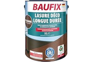 BAUFIX Lasure déco longue durée palissandre, satinée brillante, 5 litres, Lasure pour bois, Lasure de protection du bois, pour intérieur et extérieur, pour nombreux bois de résineux/feuillus