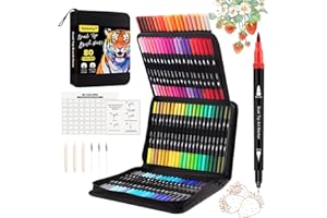 Gelanty Rotuladores Lettering, 80 Colores punta pincel kit, Rotuladores Doble Punta, Brush Pen para Bullet Journal, Libros para Colorear para Adultos
