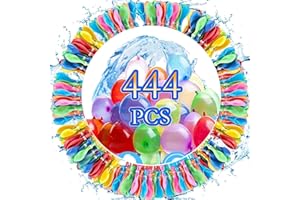 Funnity Wasserbombem Selbstschließend, 444 Stück Wasserballons, 60 Sekunden Schnellfüller, Wasser Luftballons mit 4 Wasserhahn Anschluss, Bunt Water Balloons, für Wasserspiele, Sommer Draussen