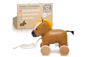 Animali da tirare Little Big Friends | Giocattoli da tirare per bambini | Giocattolo tradizionale | Facile da Pulire | Sicuro per i bambini | Carlo il cavallo