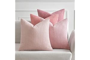MIULEE 4er Set Kissenbezug Kissen Dekorative Kissenbezüge Kordsamt Sofakissen Dekokissen Kopfkissenbezug Couchkissen Deko Bezug für Sofa Couch Wohnzimmer Schlafzimmer Büro 40x40cm Rosa Serie