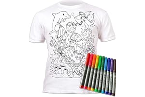 Splat Planet - Maglietta da colorare Sea Life con 10 penne magiche non tossiche lavabili – Maglietta da colorare e lavare