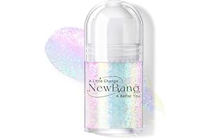 NewBang Roll-on Holographic Body Glitter Gel for Body Face Hair, Chameleon Color Changing Glitter Gel Under Light, Chunky Mermaid Sequins Festival Party Body Shimmer Glitter Makeup (8# Sparkling Pink)