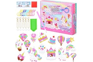 Hnyoou 15Pcs DIY Diamond Painting Keychain,Unicorn Diamond Painting Keyrings for Kids,5D Full Drill Diamond Art Keyrings Kits for Kids Women Girls Purse/Key Pendant/Bag Decor