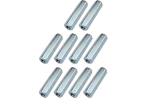 AERZETIX - Set di 10 Dadi di accoppiamento esagonali lunghi M6x40mm - dado di prolunga - acciaio al carbonio con filettatura metrica - C49588