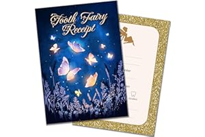 Olivia Samuel 20 PACK Tooth Fairy Certificates with Envelopes – Enchanted Garden Designs – Double Sided Receipts – Designed and Printed in the UK